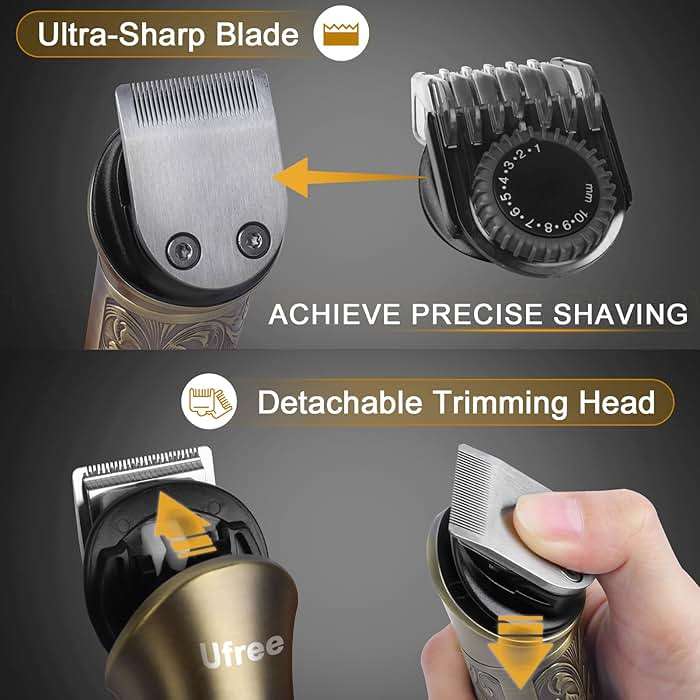 Ufree Beard Trimmer for Men with Hair Clipper, Professional Hair Clippers for Men and Hair Trimmers, Cordless Electric Razor Mens Grooming Kit for Nose, Face, Ear, Body, Gifts for Men Husband Father - Image 8