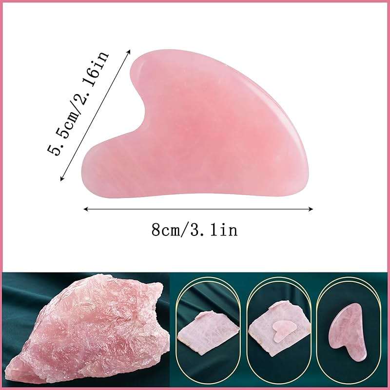 YAMHOHO Gua Sha Jade Stone Gua Sha Massage Tool, Guasha Tool for Face and Body Skin Massage. Tools for SPA Acupuncture, Pink Stone for Body Face Neck and Eye, Skin Care Gift for Woman (Pink) - Image 3