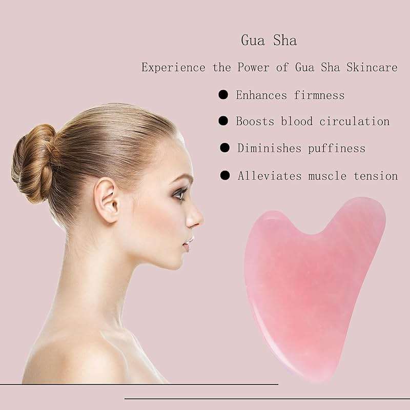 YAMHOHO Gua Sha Jade Stone Gua Sha Massage Tool, Guasha Tool for Face and Body Skin Massage. Tools for SPA Acupuncture, Pink Stone for Body Face Neck and Eye, Skin Care Gift for Woman (Pink) - Image 4