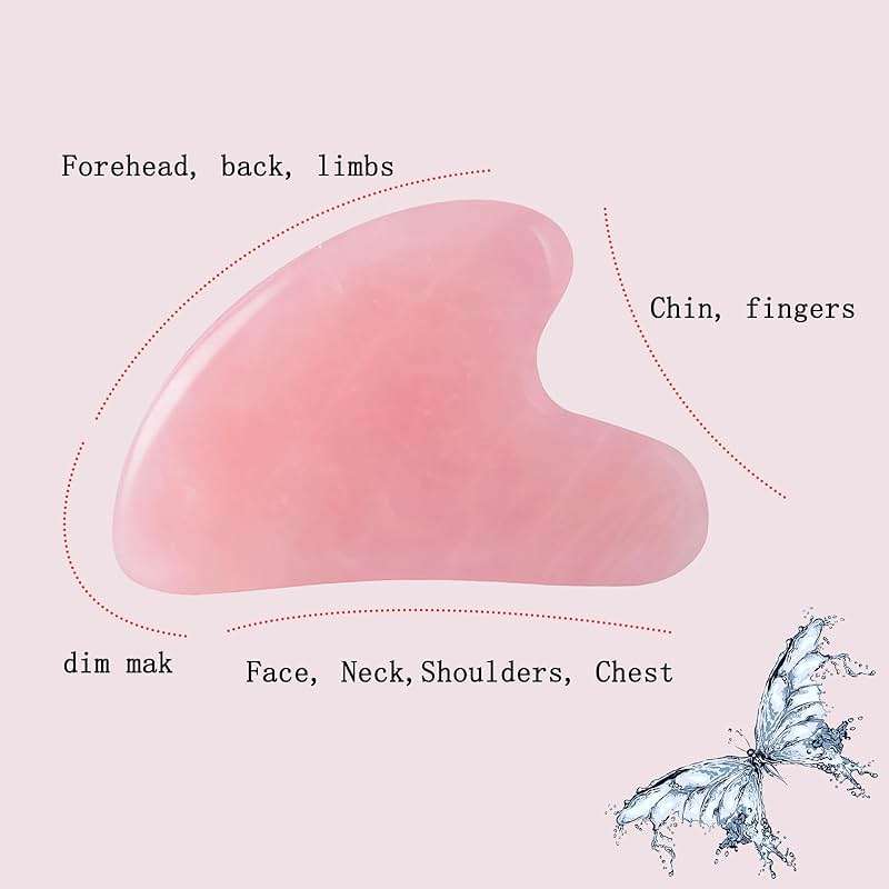 YAMHOHO Gua Sha Jade Stone Gua Sha Massage Tool, Guasha Tool for Face and Body Skin Massage. Tools for SPA Acupuncture, Pink Stone for Body Face Neck and Eye, Skin Care Gift for Woman (Pink) - Image 5