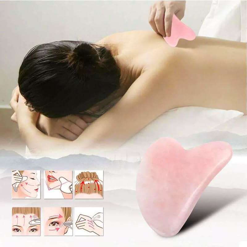 YAMHOHO Gua Sha Jade Stone Gua Sha Massage Tool, Guasha Tool for Face and Body Skin Massage. Tools for SPA Acupuncture, Pink Stone for Body Face Neck and Eye, Skin Care Gift for Woman (Pink) - Image 6