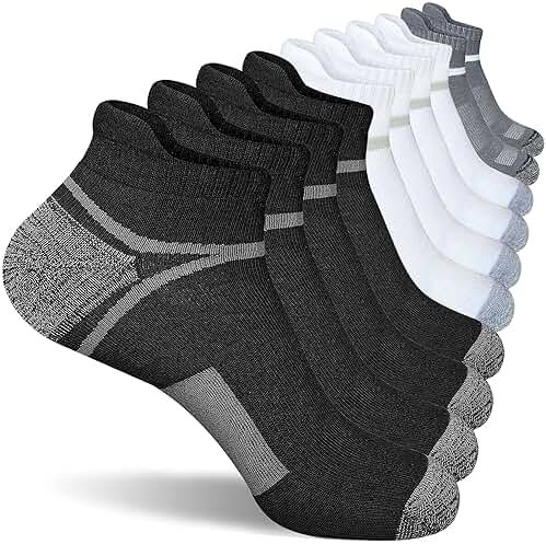 suaskk Men's Athletic Cushioned Ankle Socks, Comfort Wicking Anti-Blister Running Sock 5 Pairs - Product Image