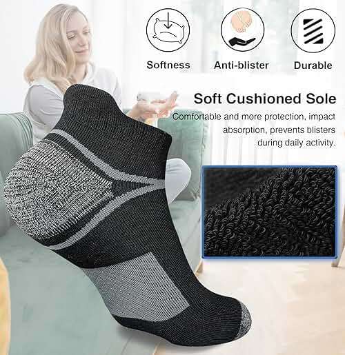 suaskk Men's Athletic Cushioned Ankle Socks, Comfort Wicking Anti-Blister Running Sock 5 Pairs - Image 3
