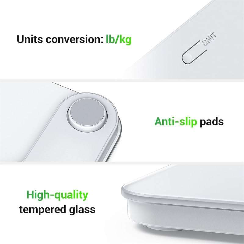 Ovutek Bathroom Scale for Body Weight, Highly Accurate Digital Weighing Machine for People, Upgraded Batteries Included, Compact Size, LED Display, Physician Scale with Sturdy Tempered Glass, 400lb - Image 5