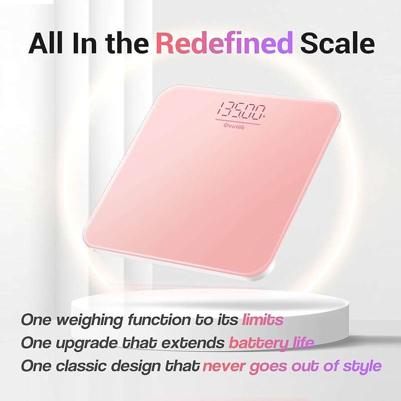 Ovutek Bathroom Scale for Body Weight, Highly Accurate Digital Weighing Machine for People, Upgraded Batteries Included, Compact Size, LED Display, High Standards Sturdy Tempered Glass, 400lb, Pink - Image 2