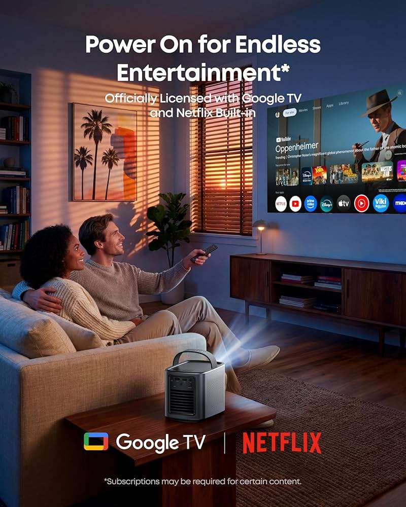 NEBULA Mars 3 Air GTV Projector - Netflix Officially Licensed, 400 ANSI-Lumen Brightness, Native 1080P, Dolby Digital Sound,150-Inch Picture, Built-In Battery for 2.5 Hours of Playtime Anywhere. - Image 2