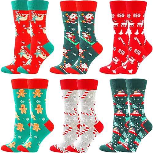 BISOUSOX Christmas Socks for Women Crazy Funny Dress Colorful Novelty Crew Cute Socks Christmas Gifts for Women Girls - Image 1