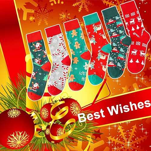 BISOUSOX Christmas Socks for Women Crazy Funny Dress Colorful Novelty Crew Cute Socks Christmas Gifts for Women Girls - Image 5
