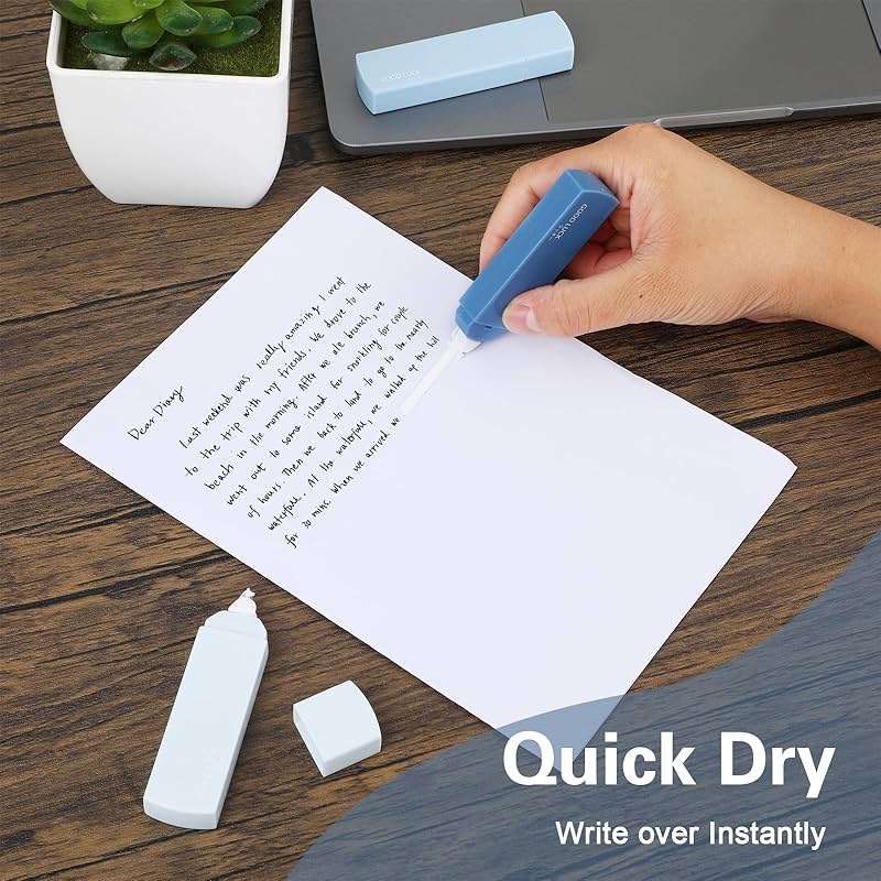 Amabro Small White Out Tapes, 6PCS Tape Roller Instant Correction Tape Mini Whiteout Tape Set Cute Correction Rollers for Students Office Workers Home School Stationery Supplies (Gradient Blue) - Image 2