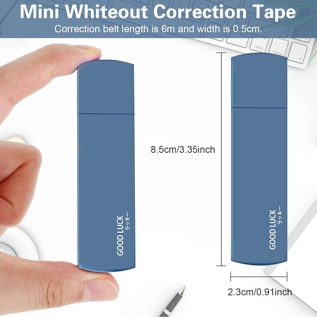 Amabro Small White Out Tapes, 6PCS Tape Roller Instant Correction Tape Mini Whiteout Tape Set Cute Correction Rollers for Students Office Workers Home School Stationery Supplies (Gradient Blue) - Image 3