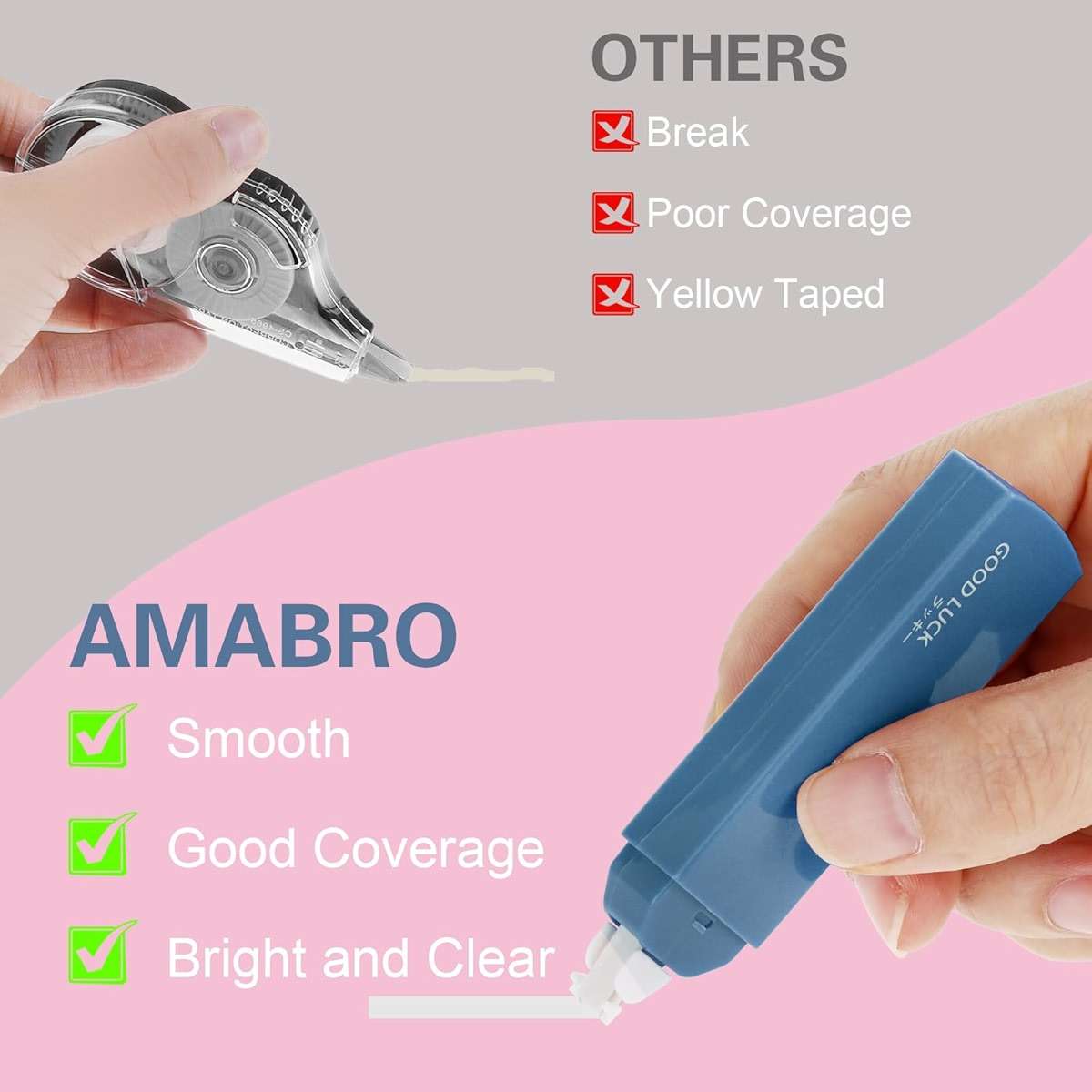 Amabro Small White Out Tapes, 6PCS Tape Roller Instant Correction Tape Mini Whiteout Tape Set Cute Correction Rollers for Students Office Workers Home School Stationery Supplies (Gradient Blue) - Image 5