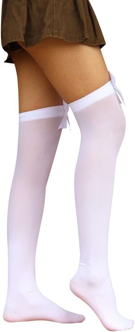 Bestjybt Women's Satin Bow Stockings Thigh High Over Knee Stockings - Image 5