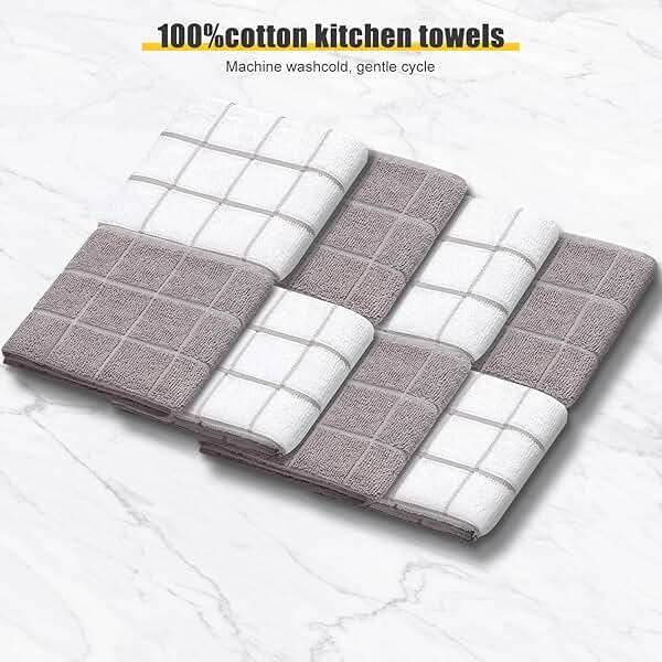Oven Mitts Kitchen Towels Dishcloths with Pot Holders Sets 12PCS, Dish Towels Sets, Oven Gloves Pot Pads Heat Resistant 500 Degrees with Non-Slip Silicone Surface for Cooking Baking Grilling-Grey - Image 4