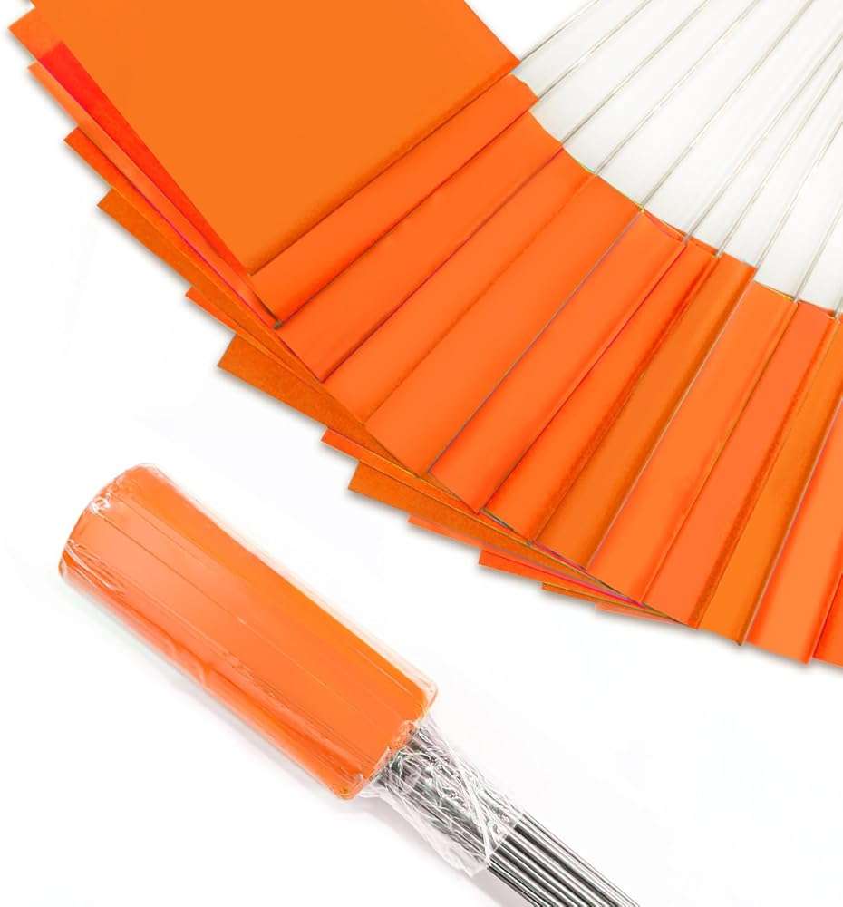 Zozen 50Pack Fluorescent Orange Marking Flags, Writable/15x4x5 Inch, Yard Flags for Lawn & Irrigation & Landscape & Sprinkler & Survey & Dog Training. - Image 1
