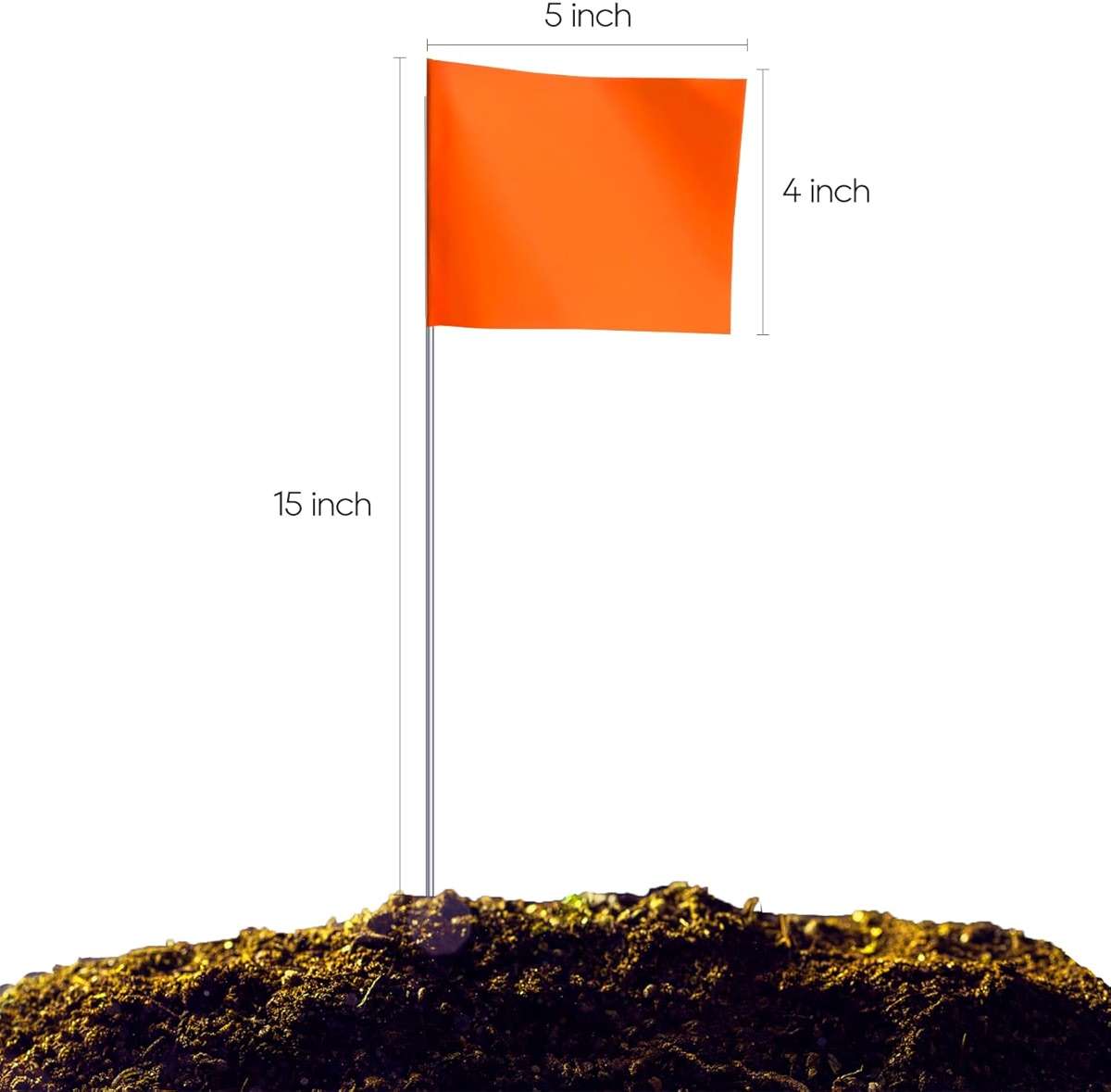Zozen 50Pack Fluorescent Orange Marking Flags, Writable/15x4x5 Inch, Yard Flags for Lawn & Irrigation & Landscape & Sprinkler & Survey & Dog Training. - Image 3