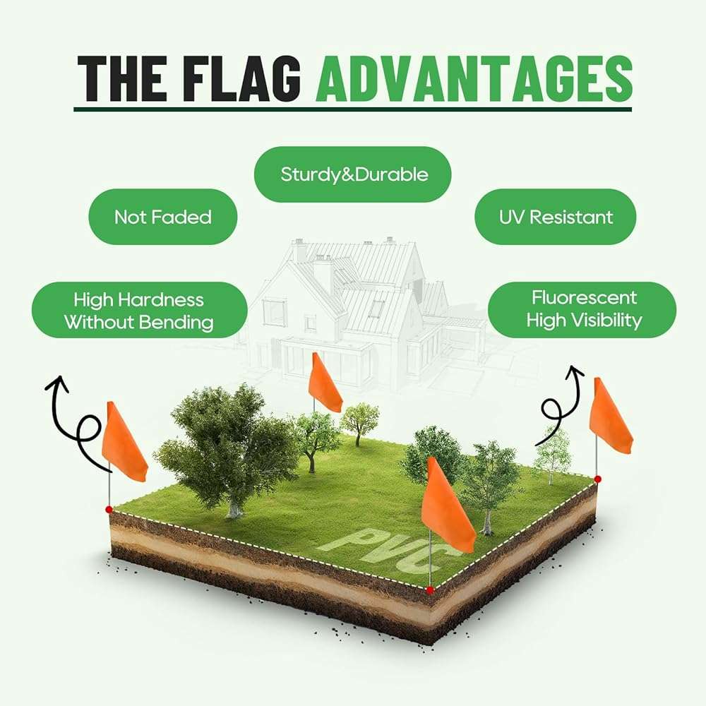 Zozen 50Pack Fluorescent Orange Marking Flags, Writable/15x4x5 Inch, Yard Flags for Lawn & Irrigation & Landscape & Sprinkler & Survey & Dog Training. - Image 4