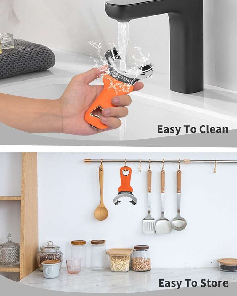 CYDW Mason Jar Opener Tool with No Lid Dents or Damage, Can Opener Manual Multi-Purpose, Easy Twist Manual Handheld Top Remover Utensil, Canning Supplies Tools and Bottle Opener, Made For Lifetime - Image 8