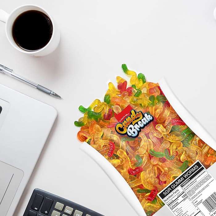 Candy Break Fruity & Sweet Gummy Worms, Assorted Fruit Flavors Bulk Candy, Chewy Gummies Snack for Kids & Adults, 5 lb Share Size Bag, Pack of 1 - Image 6