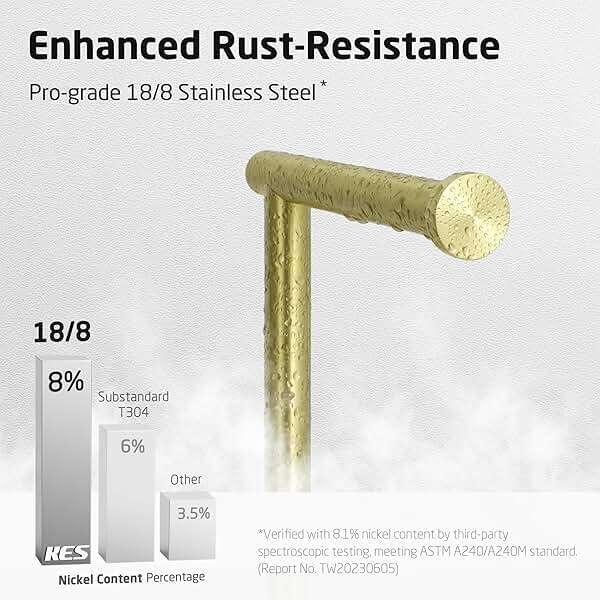 KES Extra High Gold Toilet Paper Holder Freestanding 26", Toilet Paper Holder Stand with Natural Marble Base, Floor Free StandingToilet Paper Holder 18/8 Stainless Steel Brushed Gold, BPH284S66-BZ - Image 6