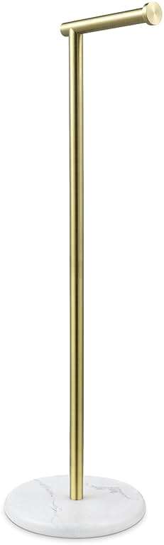 KES Extra High Gold Toilet Paper Holder Freestanding 26", Toilet Paper Holder Stand with Natural Marble Base, Floor Free StandingToilet Paper Holder 18/8 Stainless Steel Brushed Gold, BPH284S66-BZ - Image 8