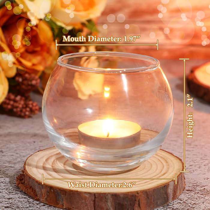 Ziliny 48 Pcs Clear Glass Votive Candle Holders Bulk Tealight Candle Holders Wedding Table Centerpiece Decor Vase for Wedding Bridal Shower Party Decoration - Image 3