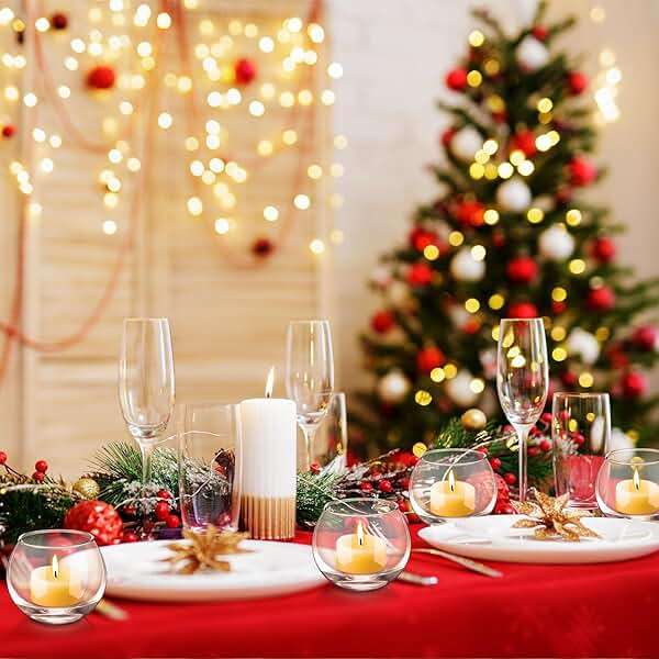 Ziliny 48 Pcs Clear Glass Votive Candle Holders Bulk Tealight Candle Holders Wedding Table Centerpiece Decor Vase for Wedding Bridal Shower Party Decoration - Image 7