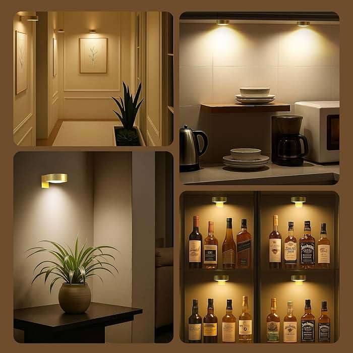 3Pcs Battery Operated Picture Light, Magnetic Led Painting Light with Remote Dimmable and Timer, 3 Lighting Modes Art Display Light for Picture Frame Paintings, Wireless Wall Decor Puck Lights, Gold - Image 9