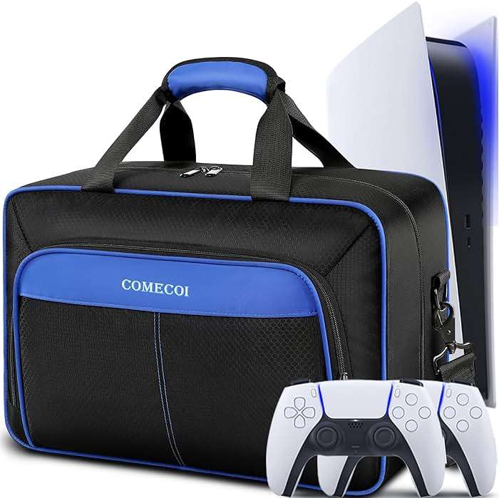 COMECOI Carrying Case for PS5, Travel Case for PS 5 Protective, Large Capacity Storage Bag Compatible with Playstation 5 Disk/ Digital Edition Console, Controllers, Game Cards, Accessories - Image 1