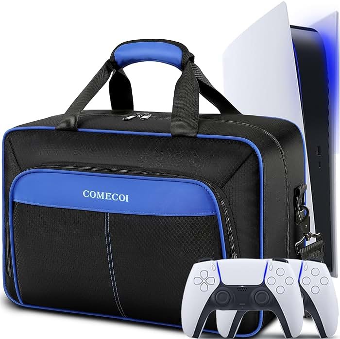 COMECOI Carrying Case for PS5, Travel Case for PS 5 Protective, Large Capacity Storage Bag Compatible with Playstation 5 Disk/ Digital Edition Console, Controllers, Game Cards, Accessories - Product Image