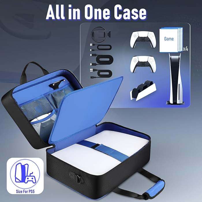 COMECOI Carrying Case for PS5, Travel Case for PS 5 Protective, Large Capacity Storage Bag Compatible with Playstation 5 Disk/ Digital Edition Console, Controllers, Game Cards, Accessories - Image 2