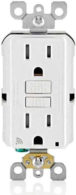 Leviton Smart GFCI, 15 Amp, Self Test, Tamper-Resistant with LED Indicator Light, Send Notifications Directly to Your Smartphone, D2GF1-KW, White - Image 1