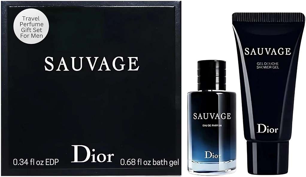 Dior Sauvage Perfume for Men – Mini Fragrance Gift Set EDP & Shower Gel Duo Travel Set - Image 1