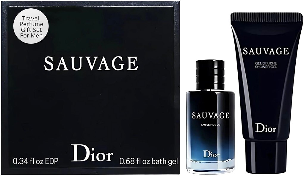 Dior Sauvage Perfume for Men – Mini Fragrance Gift Set EDP & Shower Gel Duo Travel Set - Product Image