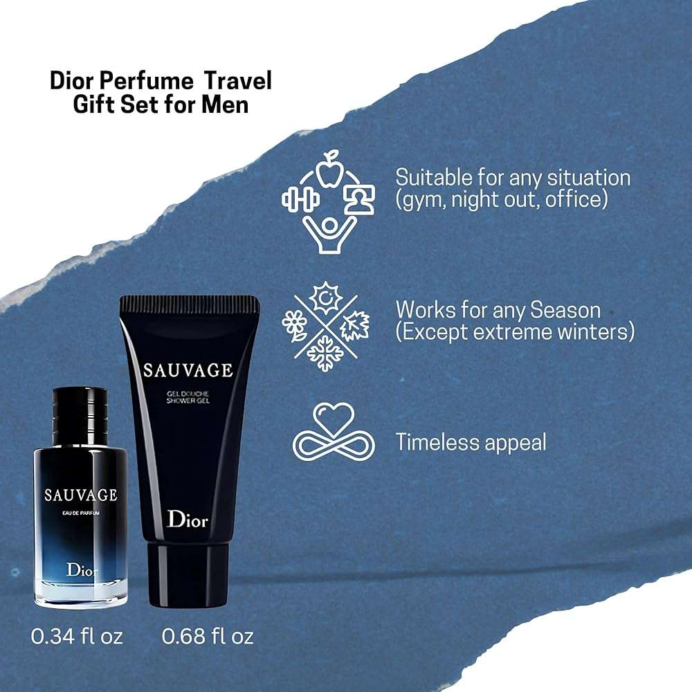 Dior Sauvage Perfume for Men – Mini Fragrance Gift Set EDP & Shower Gel Duo Travel Set - Image 2