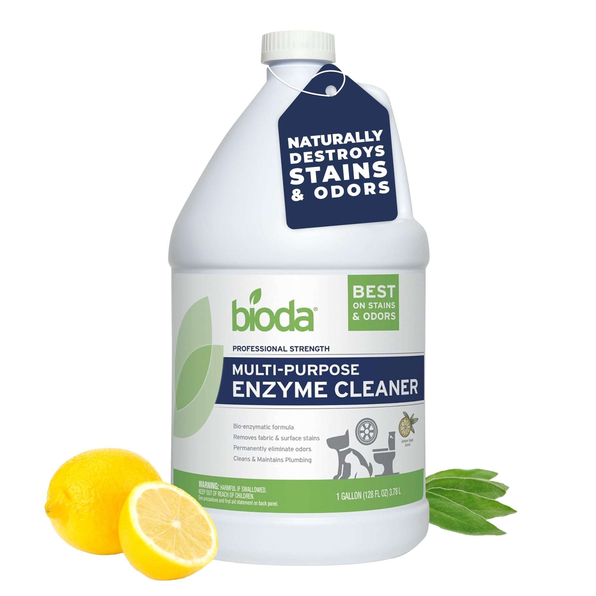 Bioda Multi-Purpose Probiotic Enzyme Cleaner and Deodorizer | Professional Strength | Trash Can Deodorizer, Pet Stains and Odors, Drains, Floors, Bathrooms, Toilets | Made in USA | 1 Gallon - Image 1