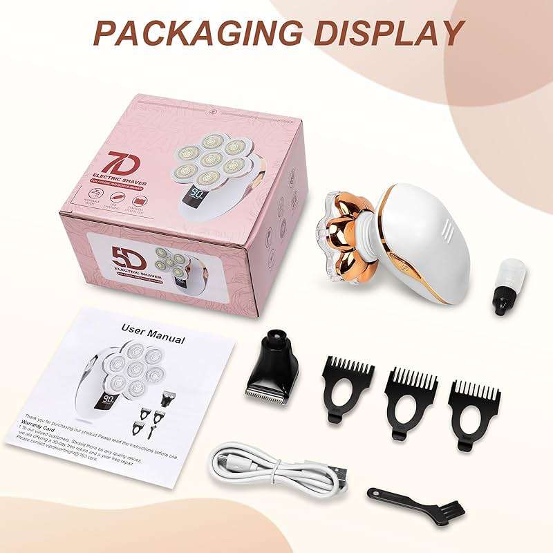 2-in-1 Electric Razors for Women, Wet/Dry 7D Rechargeable Rotary Shaver for Legs, Water Resistant Grooming Kit - Electric Razors for Women, Facial Hair Removal, Bikini Trimmer, Lips - Gentle Hair Remo - Image 7