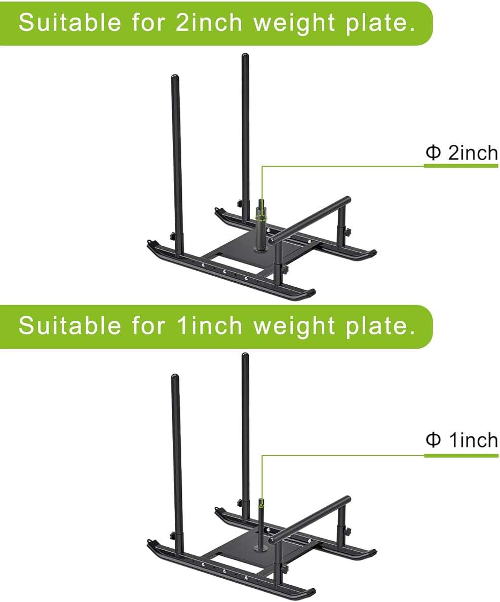 Dolibest Weight Sled, Fitness Sled, Workout Sled for Fitness Strength Training and Speed Improvement, Push-Pull Prowler Training, Suitable for 1-2" Weight Plates, Black - Image 4