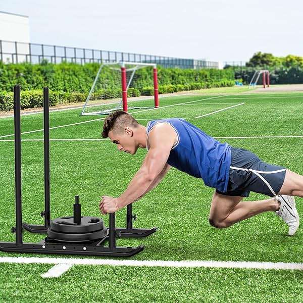 Dolibest Weight Sled, Fitness Sled, Workout Sled for Fitness Strength Training and Speed Improvement, Push-Pull Prowler Training, Suitable for 1-2" Weight Plates, Black - Image 6