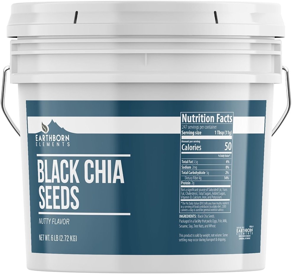 Earthborn Elements Chia Seeds, 1 Gallon Bucket, Nutty Flavor, Baked Goods & More - Product Image