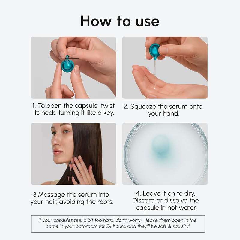 MAREE Hair Oil for Frizzy - Hair Vitamins Keratin Styling Capsules with Jojoba & Argan Oil - Anti Frizz Serum for Women Heat Protectant - Frizzy, Damaged, Dry & Curly - Gotas & Aceite Para el Cabello - Image 3