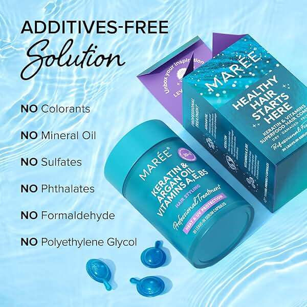 MAREE Hair Oil for Frizzy - Hair Vitamins Keratin Styling Capsules with Jojoba & Argan Oil - Anti Frizz Serum for Women Heat Protectant - Frizzy, Damaged, Dry & Curly - Gotas & Aceite Para el Cabello - Image 7