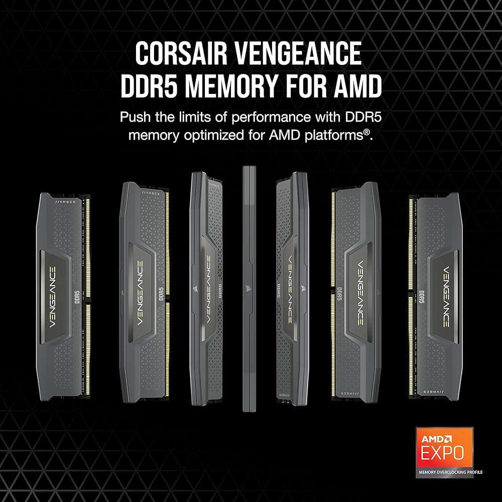 CORSAIR Vengeance DDR5 RAM 32GB (2x16GB) Up to 6000MHz CL36-44-44-96 1.35V AMD EXPO Intel XMP 3.0 Computer Memory – Grey (CMK32GX5M2E6000Z36) - Image 2