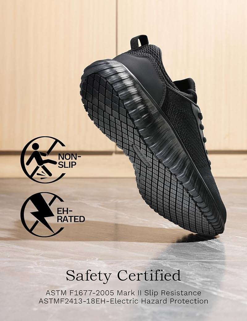 Bruno Marc Men's Non Slip Work Shoes Walking Zapatos Trabajo Black & Lightweight Sneakers Food Service Chef Kitchen Restaurant - Image 4
