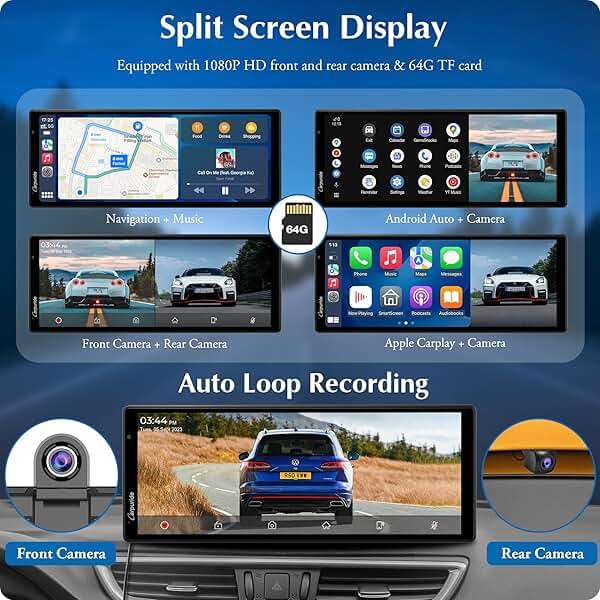 Carpuride W903 Wireless Carplay & Android Auto with Dash Cam - 9.3" HD IPS Touch Car Play Screen for Car, 4K Front & 1080P Rear Camera, Loop Recording, Bluetooth Audio, Mirror Link, GPS, Siri - Image 6