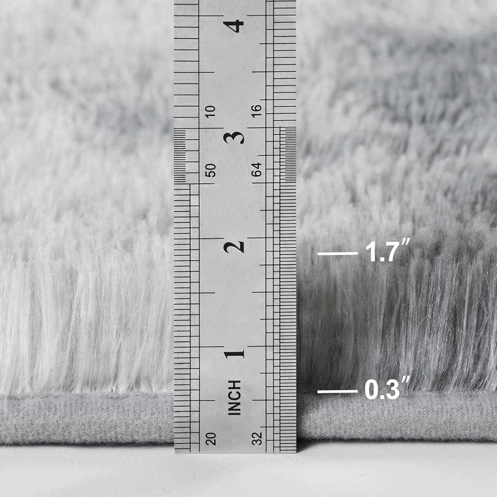 Deerhoo Large Shag Area Rugs 6 x 9, Tie-Dyed Plush Fuzzy Rug for Living Room, Ultra Soft Fluffy Furry Rugs for Bedroom, Indoor Carpet Nursery Rugs for Kids Room Home Decor, Light Grey - Image 2