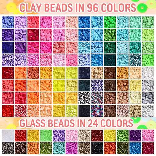 Ilootm Friendship Bracelet Making Kit, 16800pcs Beads for Jewelry Making, 96 Colors Polymer Clay Beads & 24 Colors Glass Seed Beads, 400 Letter Beads, DIY Crafts Gifts for Girls & Adults - Image 2