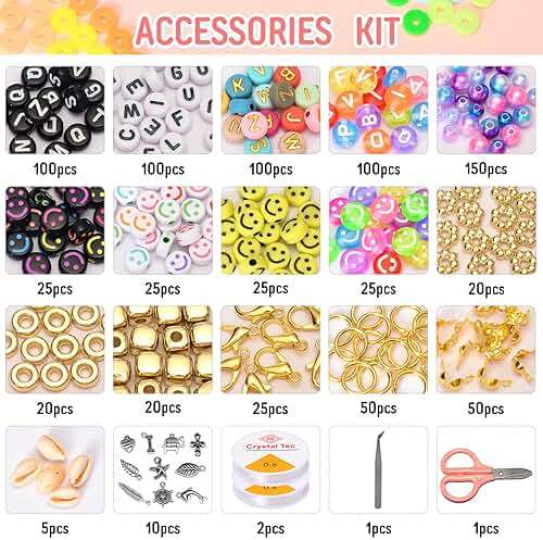 Ilootm Friendship Bracelet Making Kit, 16800pcs Beads for Jewelry Making, 96 Colors Polymer Clay Beads & 24 Colors Glass Seed Beads, 400 Letter Beads, DIY Crafts Gifts for Girls & Adults - Image 3