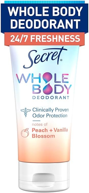 Secret Whole Body Deodorant Cream for Women, Peach & Vanilla Blossom Scent, Aluminum Free Deodorant, 72 HR Odor Protection, 3.0 oz - Product Image