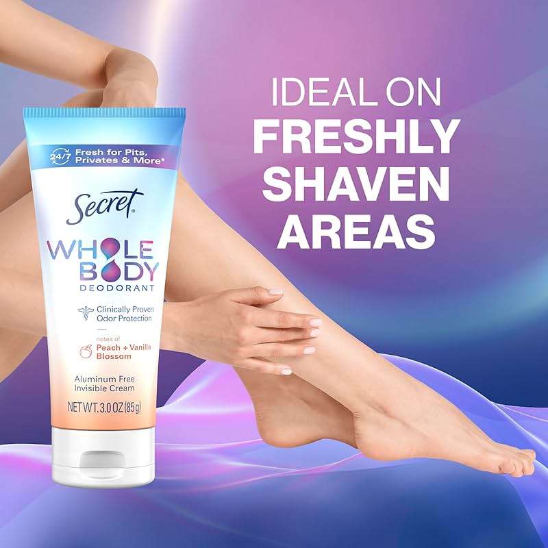 Secret Whole Body Deodorant Cream for Women, Peach & Vanilla Blossom Scent, Aluminum Free Deodorant, 72 HR Odor Protection, 3.0 oz - Image 11