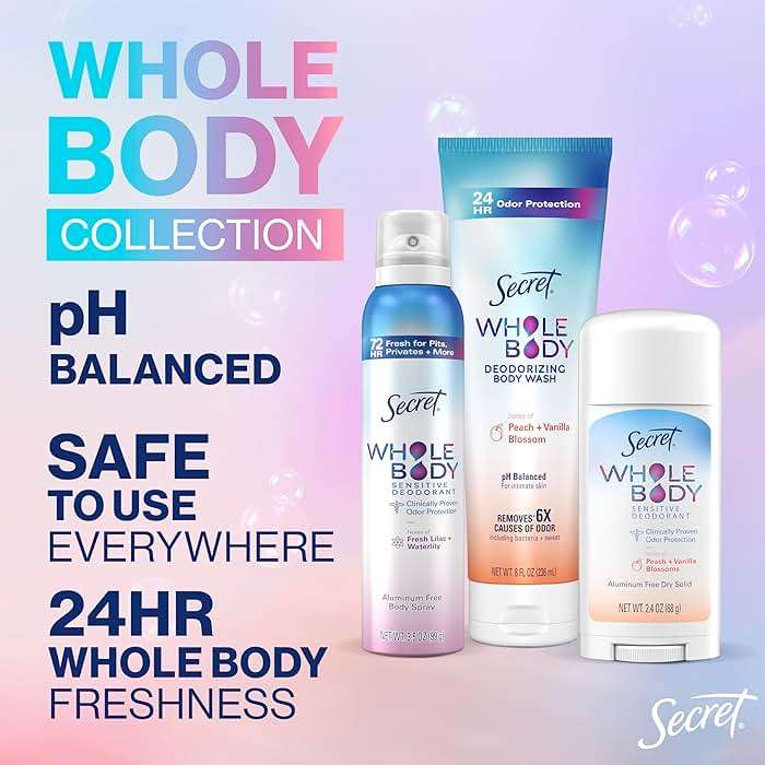 Secret Whole Body Deodorant Cream for Women, Peach & Vanilla Blossom Scent, Aluminum Free Deodorant, 72 HR Odor Protection, 3.0 oz - Image 3